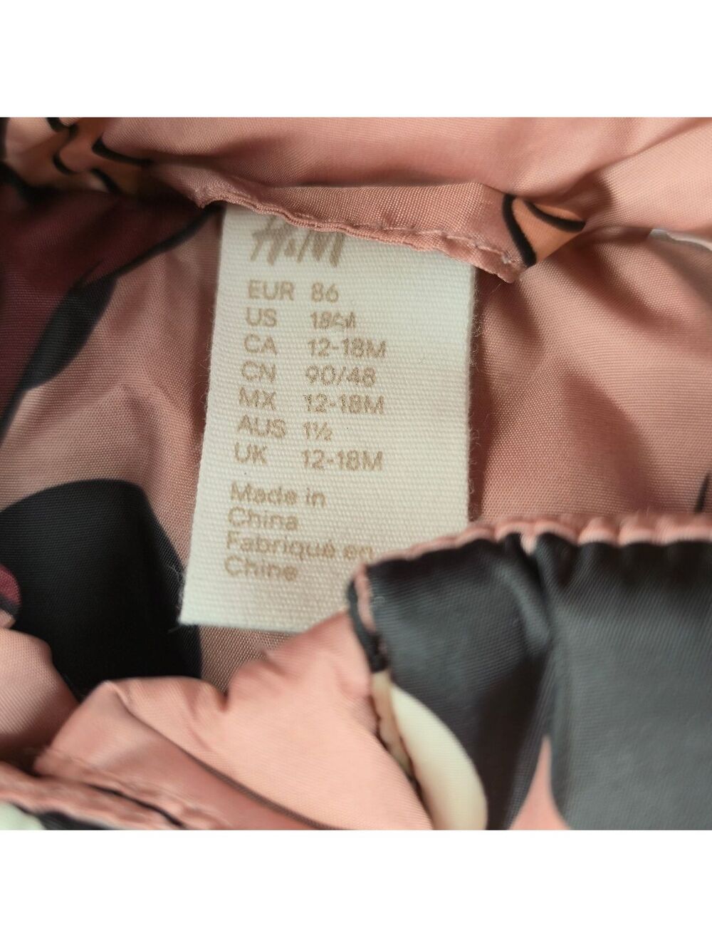 H&M Disney Minnie Mouse Daisy Duck Puffer Jacket dusty/Pink Hood Ears Size12-18M - Picture 4 of 7